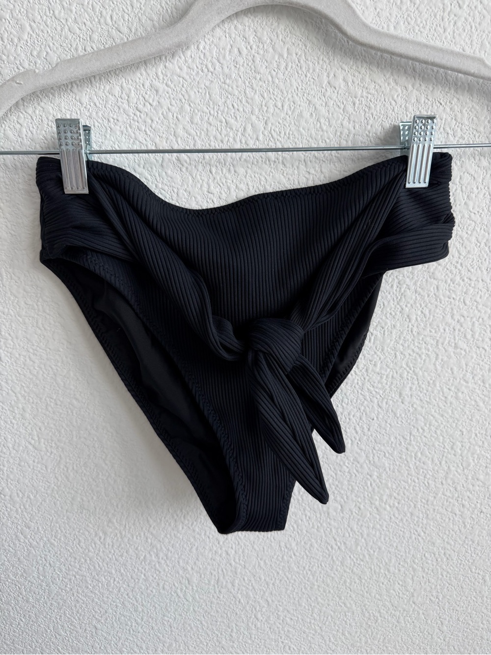 Montce Paula Tie Up Ribbed Bikinj Bottoms Large Black